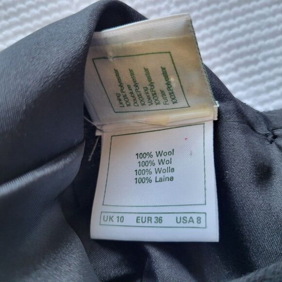 Vintage LAURA ASHLEY Black Wool Princess Dress Size 8 Puff Sleeve Cottagegoth - Picture 12 of 13